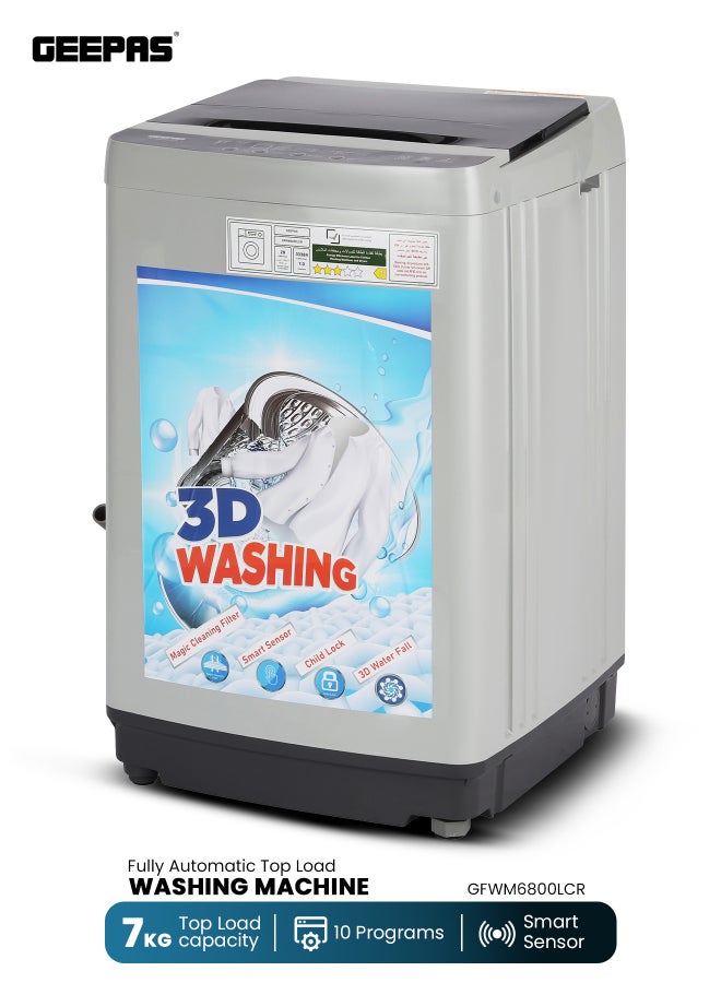 Fully Automatic 7 Kg Top Load Washing Machine- GFWM6800LCR/ Magic Cleaner Filter, Diamond Drum for Better Cleaning, 7.0 kg Wash and Spin Capacity/ Smart Sensor, 10 Programs, Perfect for Daily Wear, Heavy Garments, Bedsheets, Towels/ 1 Year Warranty 7 kg 400 W GFWM6800LCR Grey