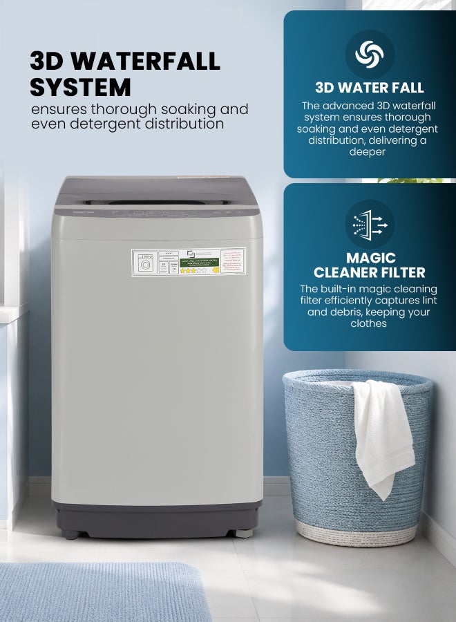 GEEPAS Fully Automatic 7 Kg Top Load Washing Machine- GFWM6800LCR/ Magic Cleaner Filter, Diamond Drum for Better Cleaning, 7.0 kg Wash and Spin Capacity/ Smart Sensor, 10 Programs, Perfect for Daily Wear, Heavy Garments, Bedsheets, Towels/  1 Year Warranty 7 kg 400 W GFWM6800LCR Grey - Image 2