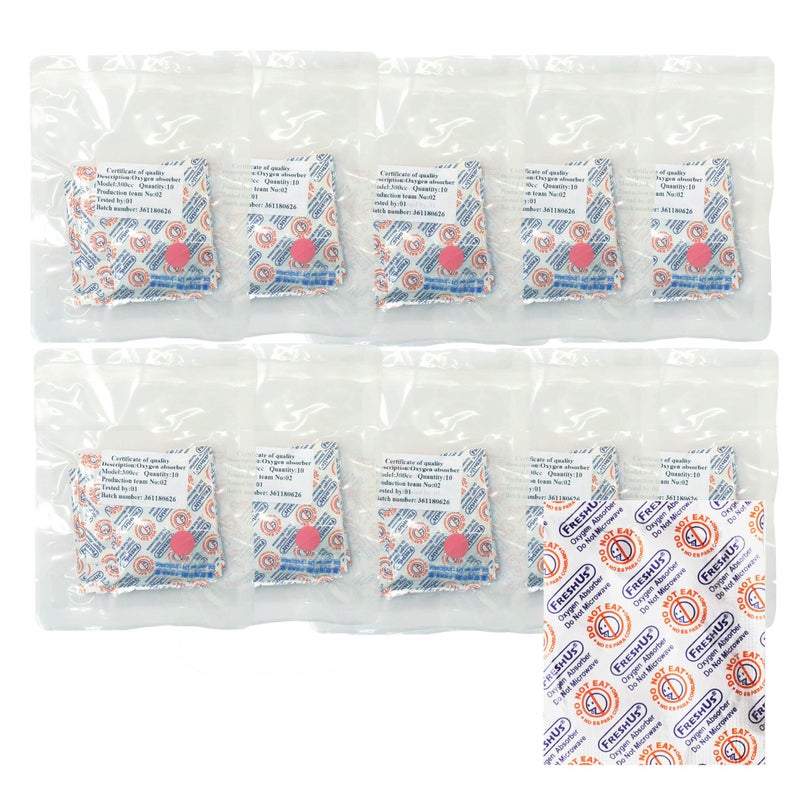 FreshUS 300cc Oxygen Absorber(10 individual pack of 10 Packets, Total 100 Packets) - Long Term Food Storage (100, 300 CC) - Image 1