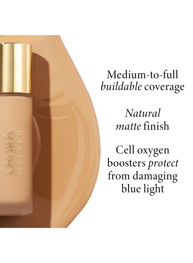 LAURA GELLER NEW YORK Laura Geller Double Take Liquid Foundation ; Medium To Full Coverage, Natural Matte Finish, Tan - Image 4