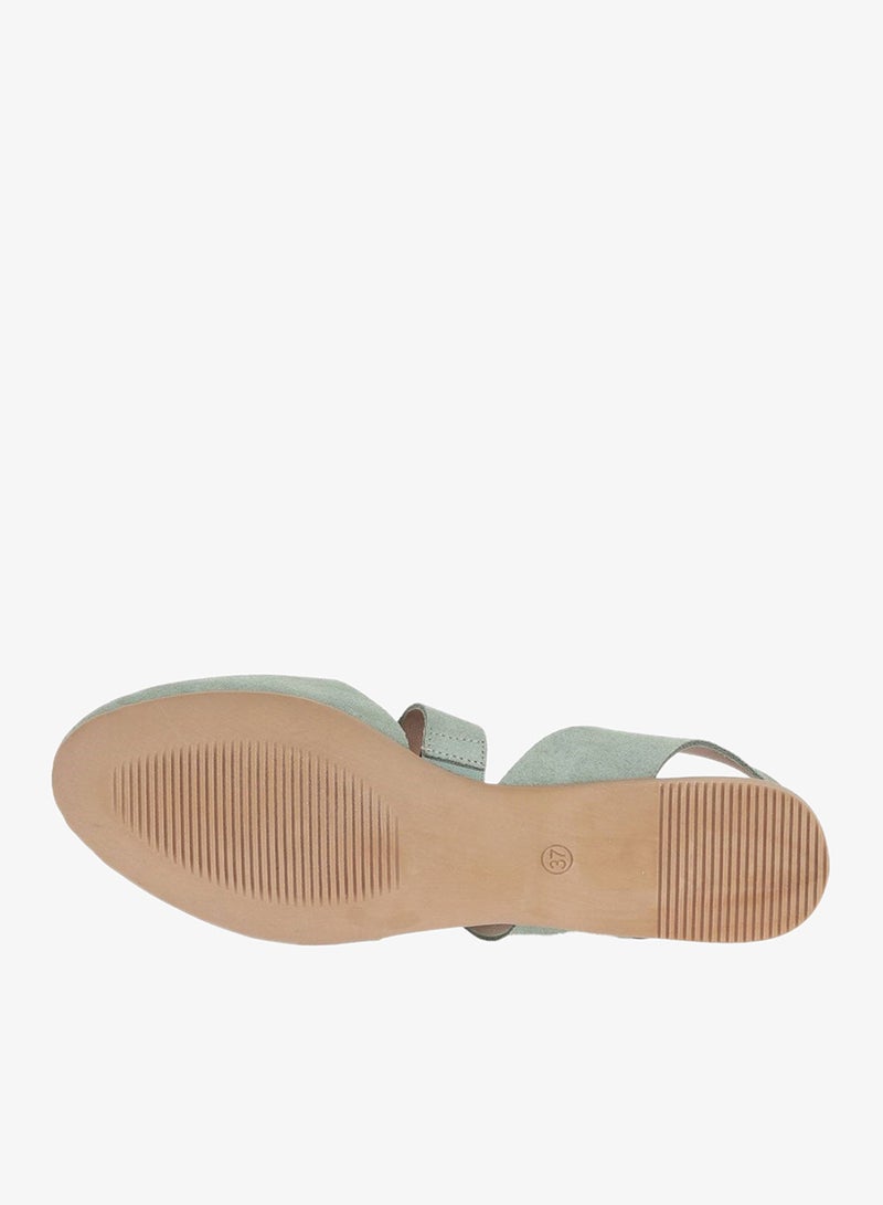 BUENO Women's Soft Green Suede Pointed-Toe Flat Sandals – Cut-Out Slingback Style with Nude Sole - Image 5