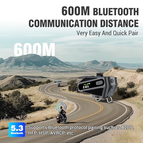 EDYELL Motorcycle Bluetooth Headsets, Wireless Dual Earphone On-Ear Helmet Bluetooth V5.3, HD Calling and HiFi Music, IP67 Waterproof Helmet Bluetooth Headset (C6-Dark Black) - Image 2