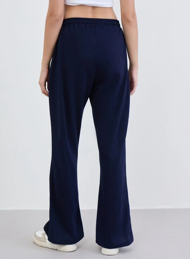 Styli Women Navy Blue Wide Leg Joggers