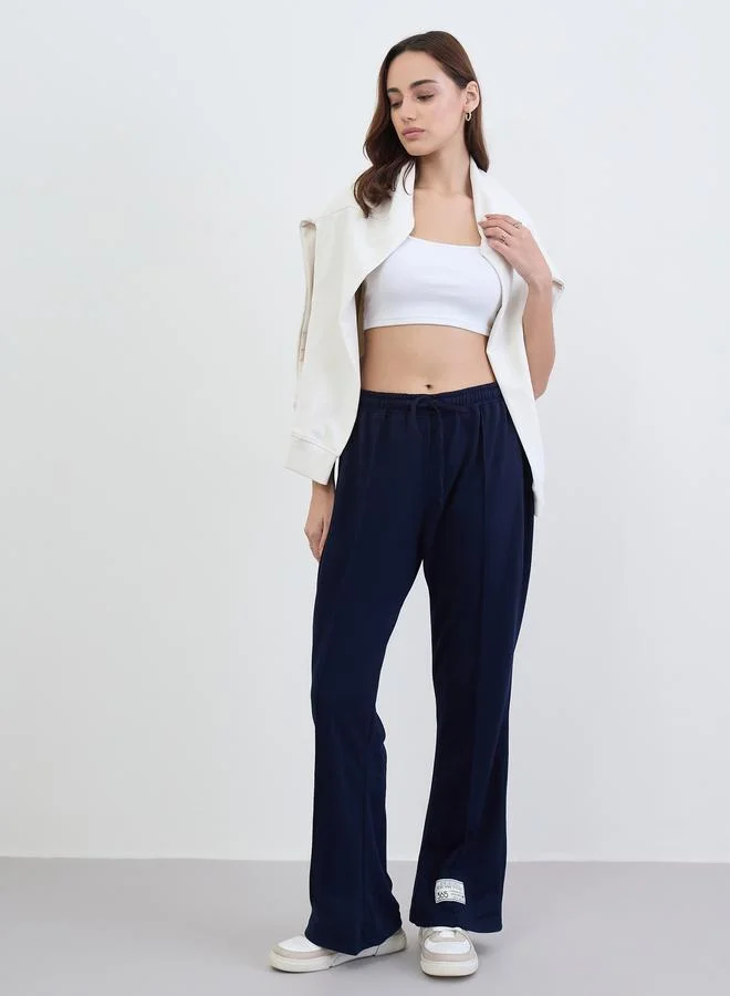 Women Navy Blue Wide Leg Joggers