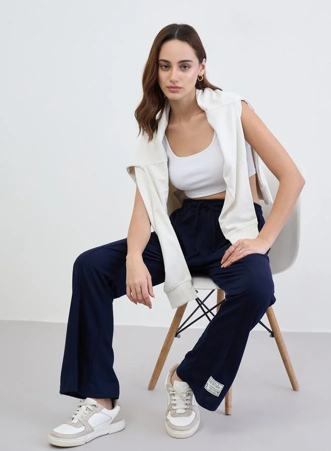 Styli Women Navy Blue Wide Leg Joggers