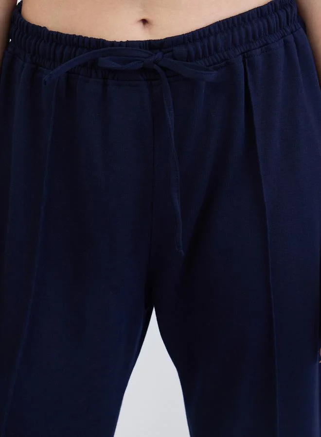 Styli Women Navy Blue Wide Leg Joggers