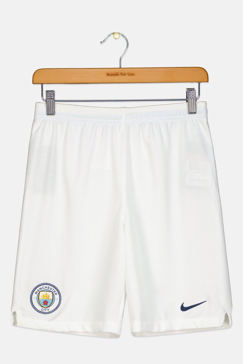 Nike شورتات خارجية للأطفال الأولاد بشعار مانشستر سيتي المطرز، أبيض - Image 1
