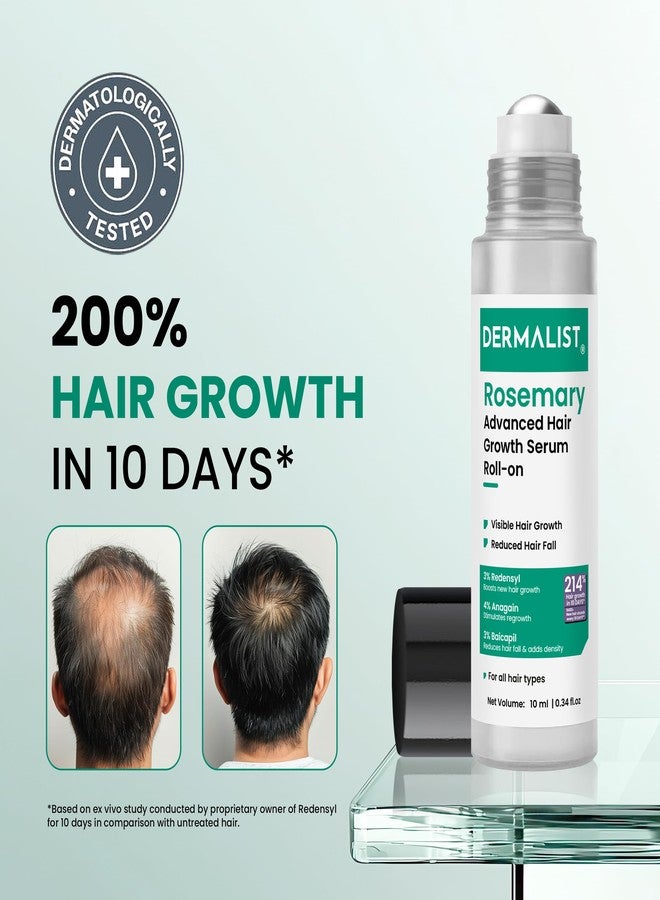 Dermalist Rosemary Hair Growth Advanced Serum Roll-On | With 3% Redensyl®, 4% AnaGain™ & 3% Baicapil™ | Easy to Use | Mess-free | Prevents Hair Fall & Stimulates Hair Follicles | For All Hair Types | 10ml - Image 2
