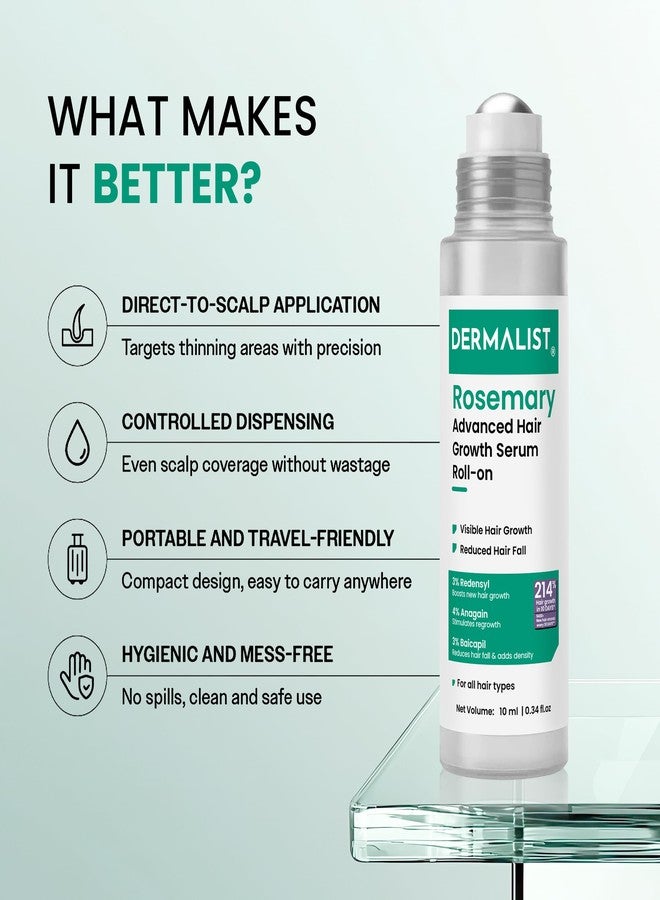 Dermalist Rosemary Hair Growth Advanced Serum Roll-On | With 3% Redensyl®, 4% AnaGain™ & 3% Baicapil™ | Easy to Use | Mess-free | Prevents Hair Fall & Stimulates Hair Follicles | For All Hair Types | 10ml - Image 5