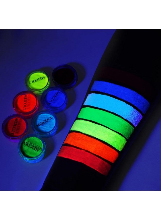 MEICOLY Water Activated Eyeliner, UV Reactive Hydra Eyeliner,7 Cakes Graphic Eye Liner for Adult and Kids, Glow Blacklight Fluorescent Face Body Paint Blue Green Witch Makeup,Neon Eyeliner - Image 3