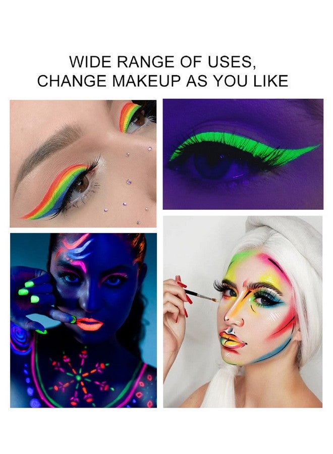 MEICOLY Water Activated Eyeliner, UV Reactive Hydra Eyeliner,7 Cakes Graphic Eye Liner for Adult and Kids, Glow Blacklight Fluorescent Face Body Paint Blue Green Witch Makeup,Neon Eyeliner - Image 2