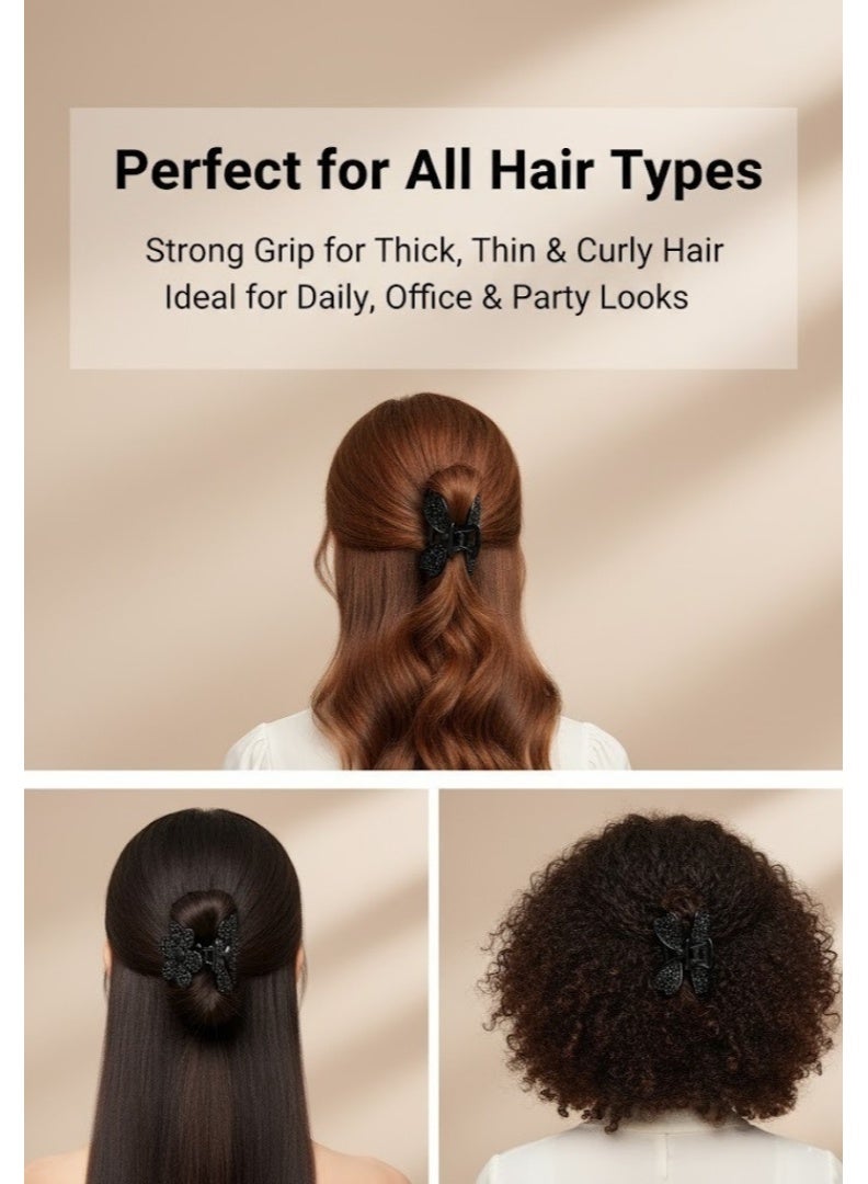 ألم الأسنان 12 قطعة من مشابك الشعر الصغيرة باللون الأسود للنساء والفتيات - مشابك شعر معدنية أنيقة غير قابلة للانزلاق وثبات قوي، مجموعة مشابك مخالب صغيرة لامعة وقوية للشعر الكثيف أو الرقيق، إكسسوارات شعر للتصفيف، وتثبيت الانفجارات، والكعكات وتسريحات الشعر اليومية، مثالية للاستخدام اليومي ومجموعة هدايا - Image 3