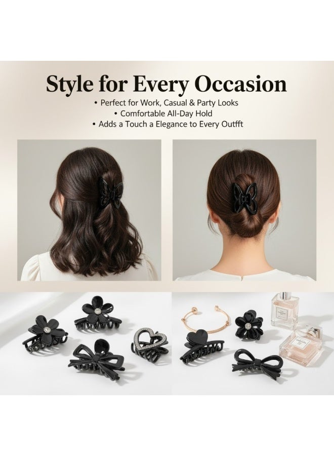 ألم الأسنان 12 قطعة من مشابك الشعر الصغيرة باللون الأسود للنساء والفتيات - مشابك شعر معدنية أنيقة غير قابلة للانزلاق وثبات قوي، مجموعة مشابك مخالب صغيرة لامعة وقوية للشعر الكثيف أو الرقيق، إكسسوارات شعر للتصفيف، وتثبيت الانفجارات، والكعكات وتسريحات الشعر اليومية، مثالية للاستخدام اليومي ومجموعة هدايا - Image 5