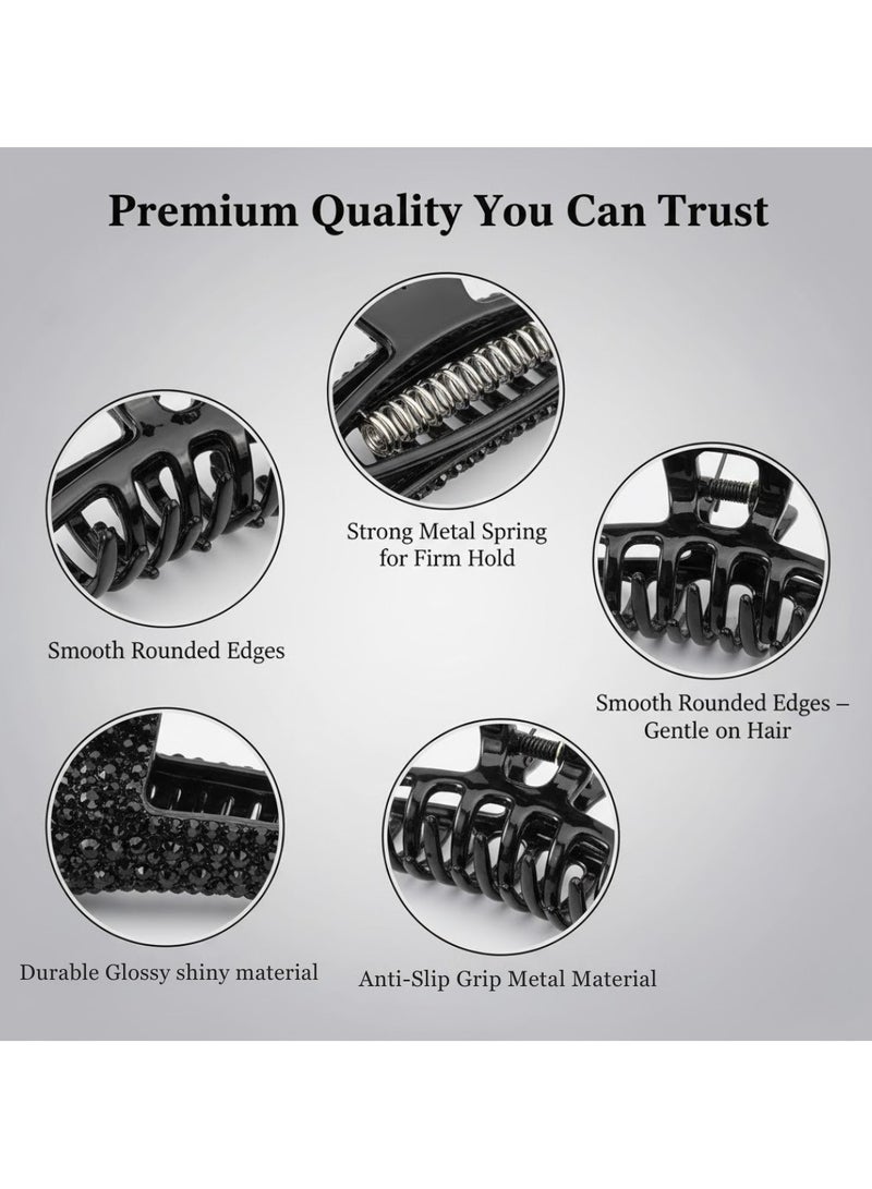 ألم الأسنان 12 قطعة من مشابك الشعر الصغيرة باللون الأسود للنساء والفتيات - مشابك شعر معدنية أنيقة غير قابلة للانزلاق وثبات قوي، مجموعة مشابك مخالب صغيرة لامعة وقوية للشعر الكثيف أو الرقيق، إكسسوارات شعر للتصفيف، وتثبيت الانفجارات، والكعكات وتسريحات الشعر اليومية، مثالية للاستخدام اليومي ومجموعة هدايا - Image 4