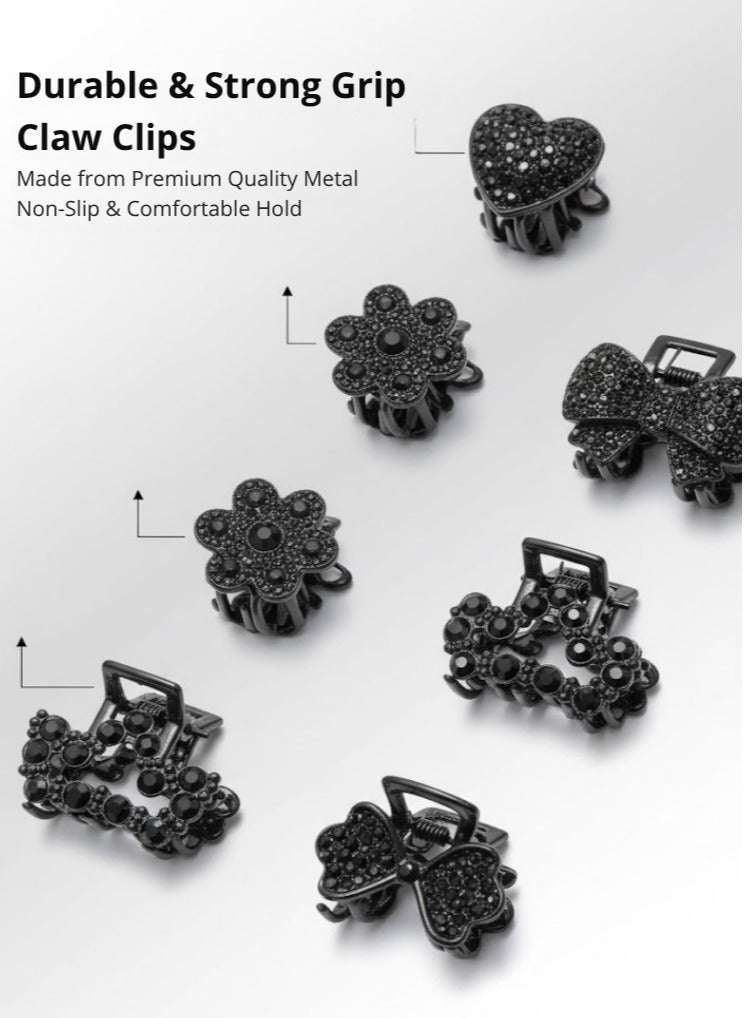 ألم الأسنان 12 قطعة من مشابك الشعر الصغيرة باللون الأسود للنساء والفتيات - مشابك شعر معدنية أنيقة غير قابلة للانزلاق وثبات قوي، مجموعة مشابك مخالب صغيرة لامعة وقوية للشعر الكثيف أو الرقيق، إكسسوارات شعر للتصفيف، وتثبيت الانفجارات، والكعكات وتسريحات الشعر اليومية، مثالية للاستخدام اليومي ومجموعة هدايا - Image 2