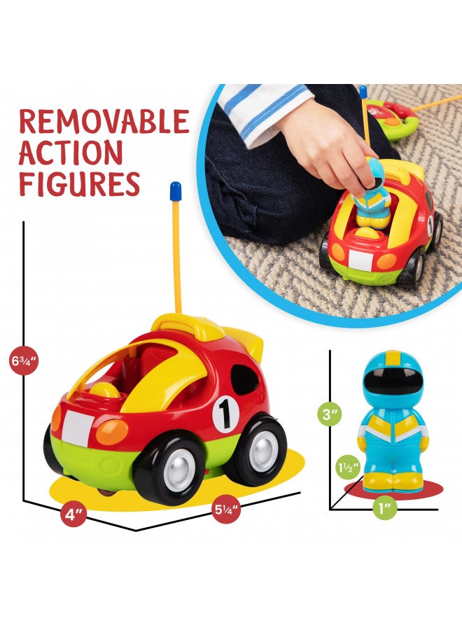 Prextex PREXTEX 2 Pack Cartoon Remote Control Cars - Police Car and Race Car for Toddlers - RC Cars for Kids with Different Frequencies - Easy Remote Control Toy for Boys and Girls - Toddler Gifts 18+ Months  - Image 4