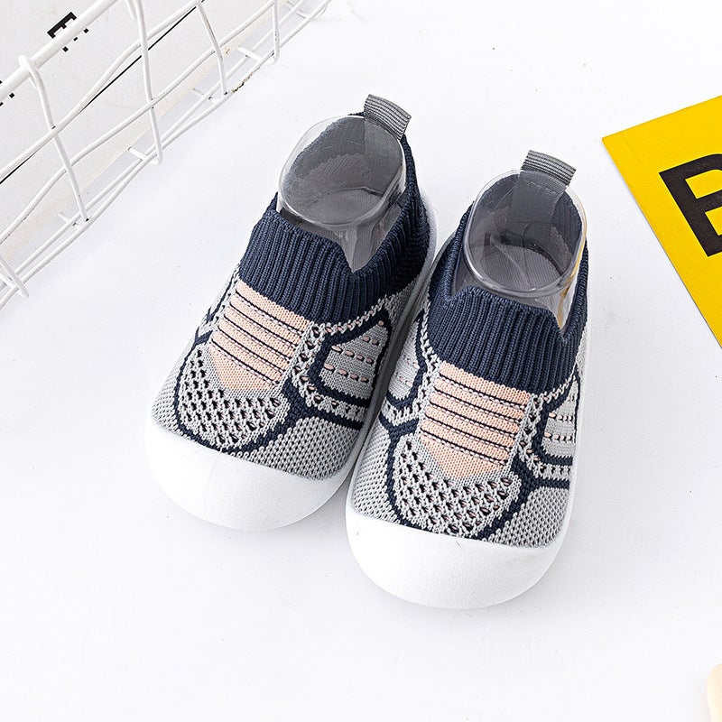 Breathable Toddler Sneaker Socks Non-Slip Sole Dark blue 