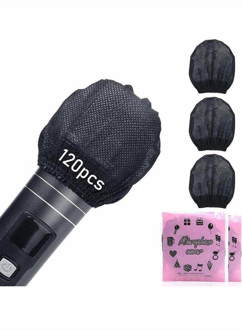 KASTWAVE - Disposable Microphone Covers Caps Windscreen and Pop Filters Mic Cover Individual Wrapped Package Sanitary for Mic Compatible with Shure U and O Karaoke Microphone Sanitary, 120 Pack, Black - Image 1
