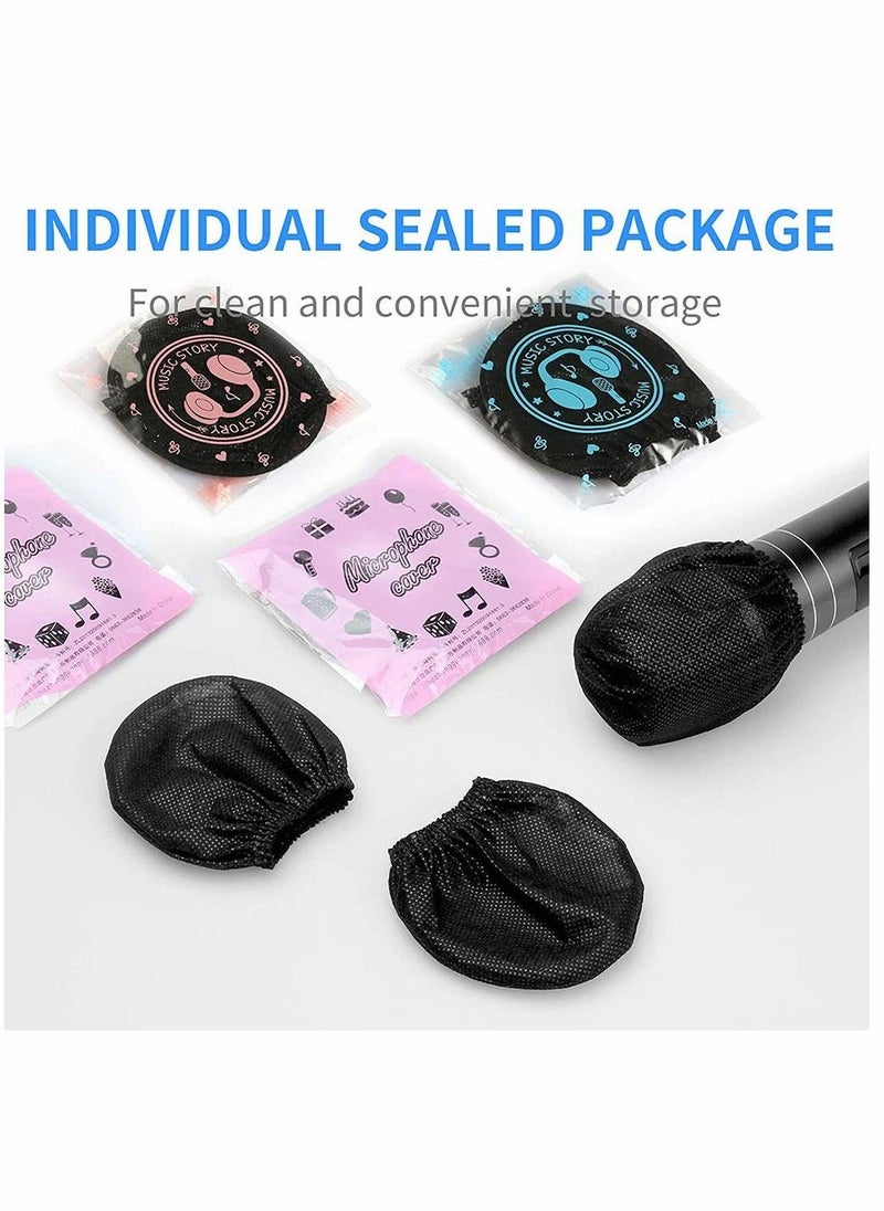 KASTWAVE - Disposable Microphone Covers Caps Windscreen and Pop Filters Mic Cover Individual Wrapped Package Sanitary for Mic Compatible with Shure U and O Karaoke Microphone Sanitary, 120 Pack, Black - Image 1