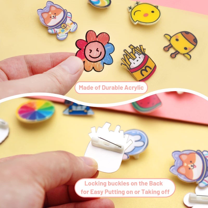 Cinvo 40 Pcs Acrylic Pins Bulk Decoration Cute Cartoon Pins Lapel Pin Set Locking Pins Backs Brooch Badge Bar Pins for Backpack Bags Clothing Jackets Hats Caps DIY Crafts(40 Assorted Styles) - Image 3