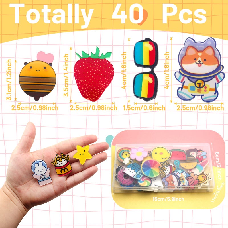 Cinvo 40 Pcs Acrylic Pins Bulk Decoration Cute Cartoon Pins Lapel Pin Set Locking Pins Backs Brooch Badge Bar Pins for Backpack Bags Clothing Jackets Hats Caps DIY Crafts(40 Assorted Styles) - Image 4