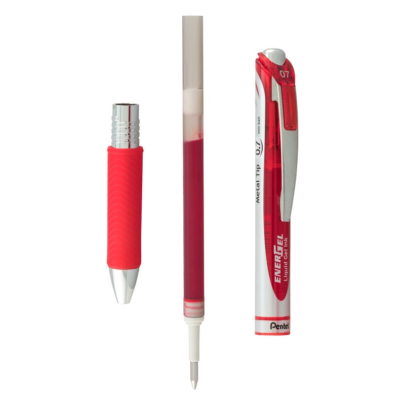 Pentel EnerGel Deluxe RTX Retractable Liquid Gel Pen, (0.7mm), Metal Tip, Red Ink, 2 Pack (BL77BP2B) - Image 5