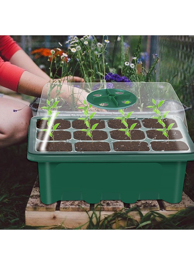 Generic 10 Set Seed Trays Seedling Starter Tray (12 Cells per Tray)with Adjustable Dome Lids and Base Plus Plant Tags Hand Tool Kit  - Image 3