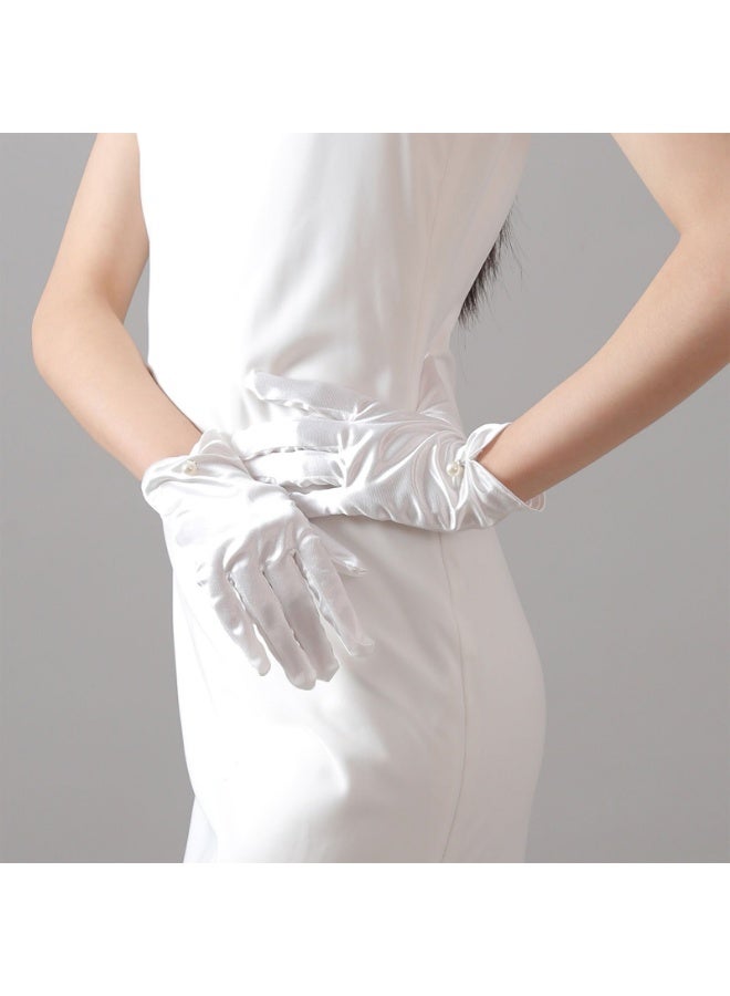 قفازات لؤلؤية مطوية بلمسة نهائية ساتانية لحفلات الزفاف - Image 2