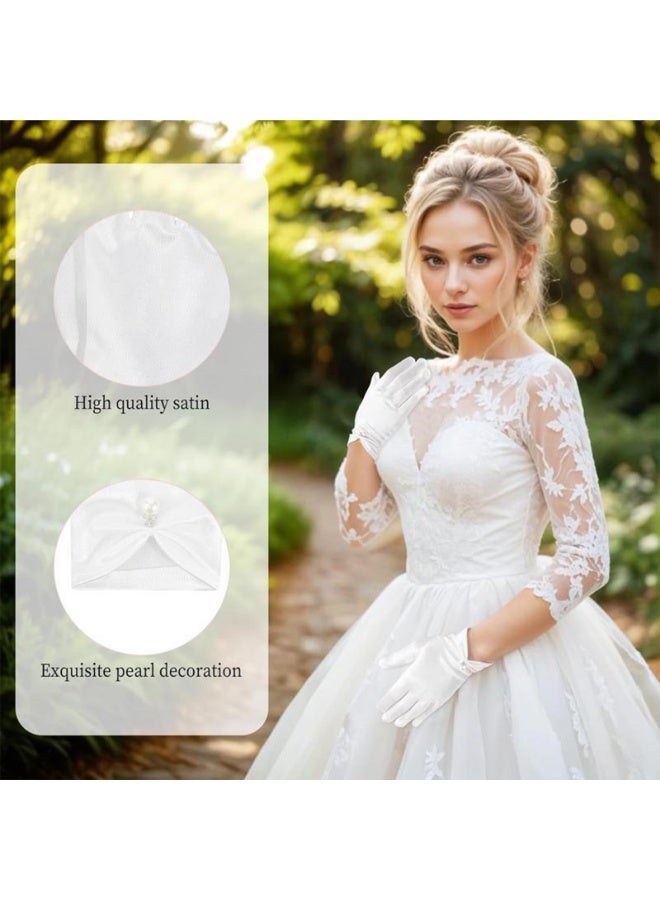 قفازات لؤلؤية مطوية بلمسة نهائية ساتانية لحفلات الزفاف - Image 3