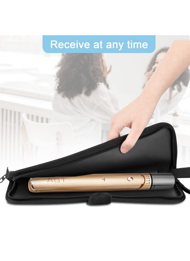 Homakover - Flat Iron Travel Case Heat Resistant Silicone Flat Iron Holder Portable Travel Hair Straightener Pouch Curling Iron Neoprene Cover Silicone Travel Mat For Hair Styling Tools 13 X 5 Inches (Black) - Image 1