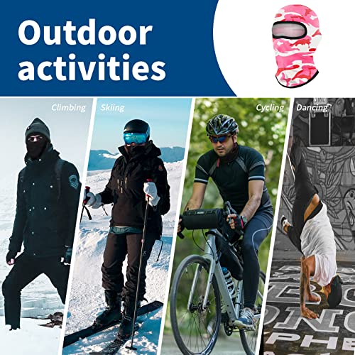 YESLIFE 2 Pieces Balaclava Ski Mask for Men and Women, Summer Face Mask for Motorcycle Helmets, Dirt Bike Accessories Neck Gaiter, Bandanas (Camo Pink+Black) - Image 4