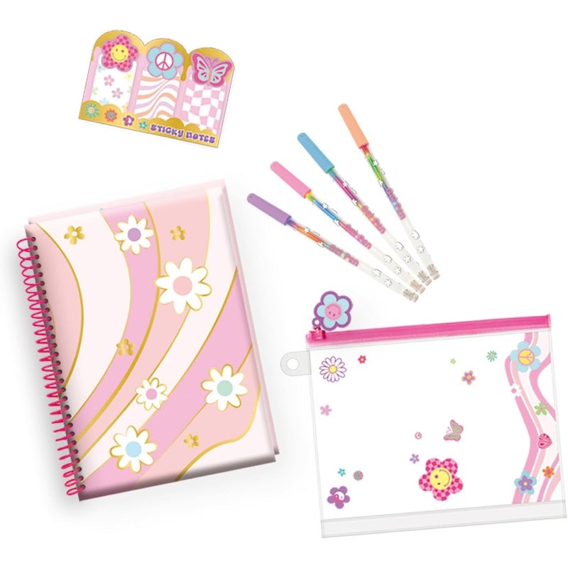 هوت فوكس مجموعة أدوات مكتبية أنيقة وممتعة 4 في 1 بتصميمات الزهور - 258GF - Image 2