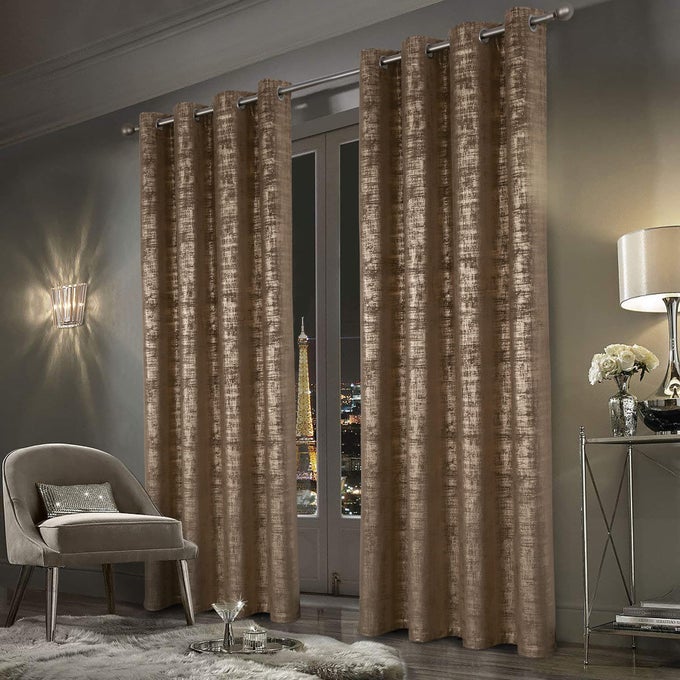 MOCHA SOFT VELVET CURTAINS 95 INCH LENGTH LUXURY BEDROOM CURTAINS GOLD FOIL PRINT WINDOW TREATMENTS FOR LIVING ROOM BEDROOM SET OF 2