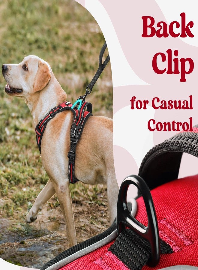 رابيتجو سرج كلاب من rabbitgoo للكلاب الكبيرة، سرج مضاد للشد بثلاثة أبازيم، سترة مبطنة ناعمة قابلة للتعديل مع مقبض تحكم، سترة عاكسة للضوء للمشي للكلاب الكبيرة، أحمر، مقاس كبير - Image 5