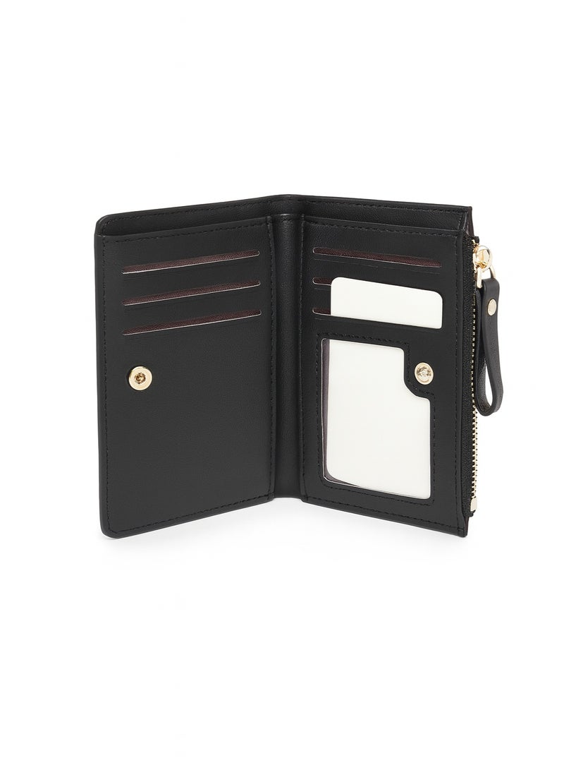 Women’s Compact Soft PU Leather Wallet – Black - Image 3