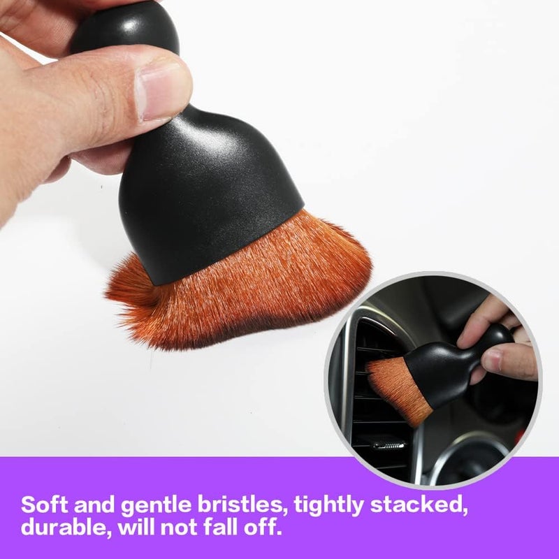 AOCISKA Car Interior Detailing Brush,Soft Bristle Cleaning Brush Car Detailing Brush Dusting Brush,Car Interior Cleaning Tool,Auto Detail Brush Car Dash Duster Brush (Black&Brown with Cap) - Image 4