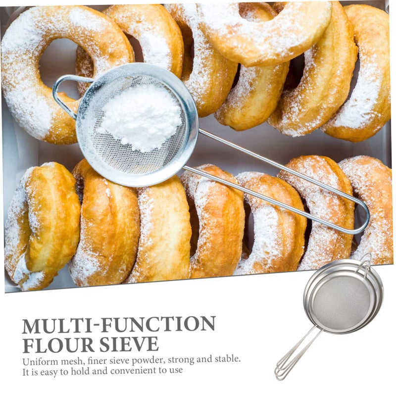 3Pcs Stainless Steel Fine Mesh Flour Sieve And Dish Strainer Kitchen Sifter - Image 5