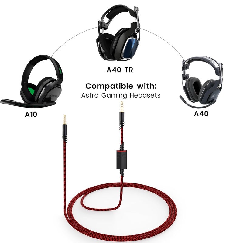 weishan A40 Cord Replacement for Astro A10 A40 TR Gaming Headsets, 3.5mm(1/8") Red Audio Cable with Inline Mic Mute Switch for PS5 PS4 Xbox, 6ft Long - Image 2
