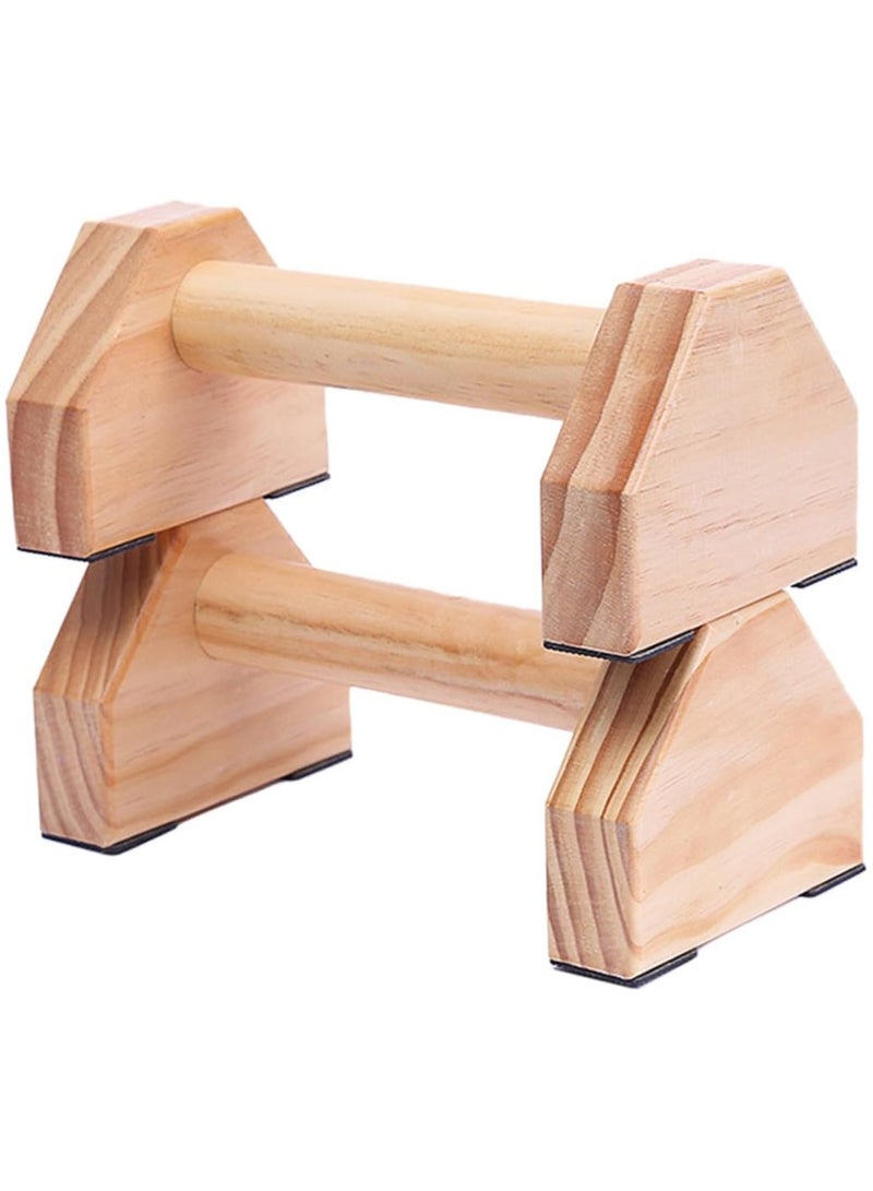 1 Pair Push-ups Home Fitness Equipment Small Stand Rotating Push up Parallettes Handstand Bar  Bracket Frame Handle Solid Wooden Gymnasium Exercise Training Chest Calisthenics Handstand Parallel Double Rod - Image 1