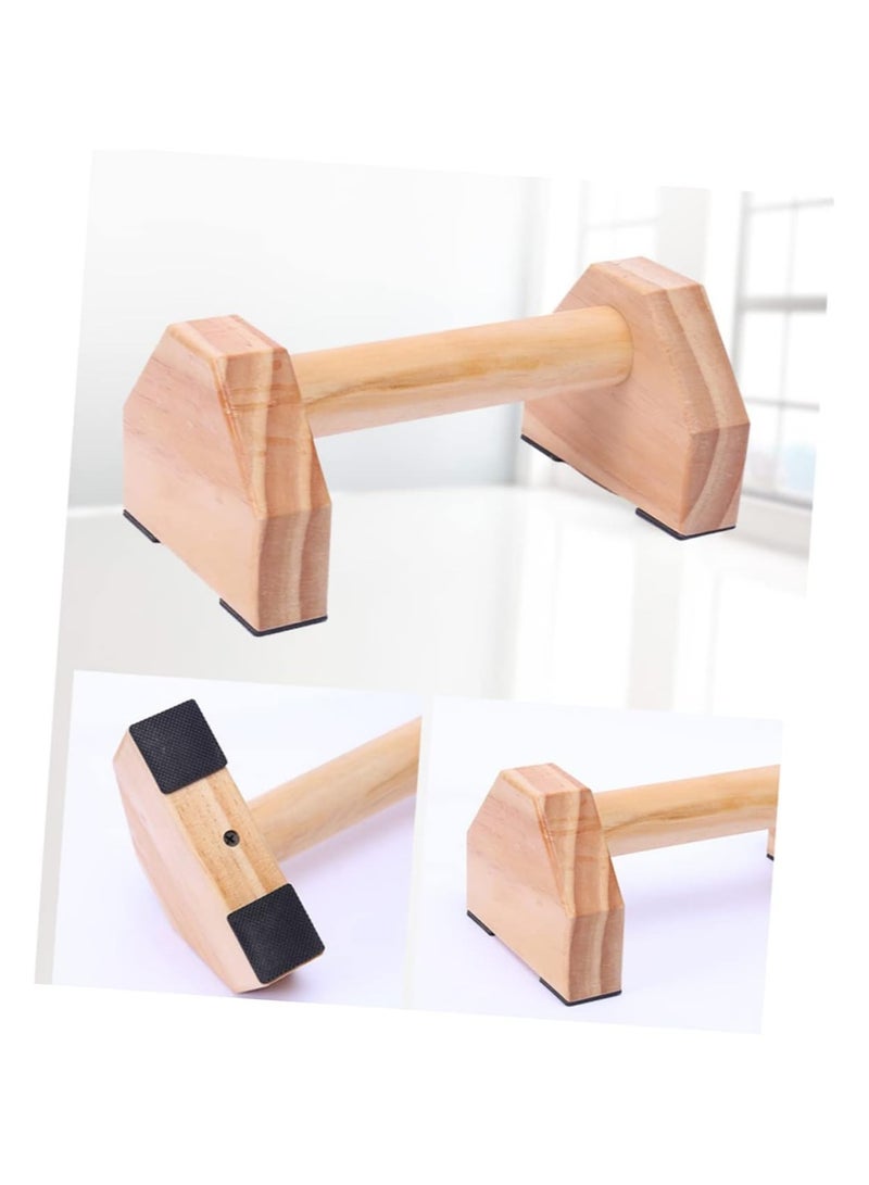 1 Pair Push-ups Home Fitness Equipment Small Stand Rotating Push up Parallettes Handstand Bar  Bracket Frame Handle Solid Wooden Gymnasium Exercise Training Chest Calisthenics Handstand Parallel Double Rod - Image 2