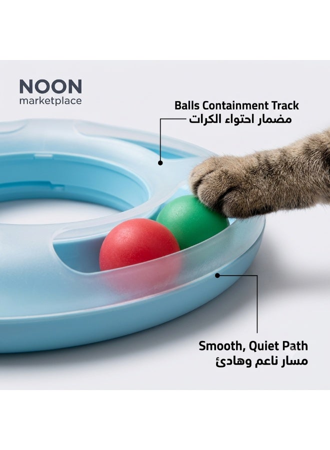 Infinity Loop Cat Chase Track Toy with Balls, Non-Electric Pet Roller Toy, White - Image 3