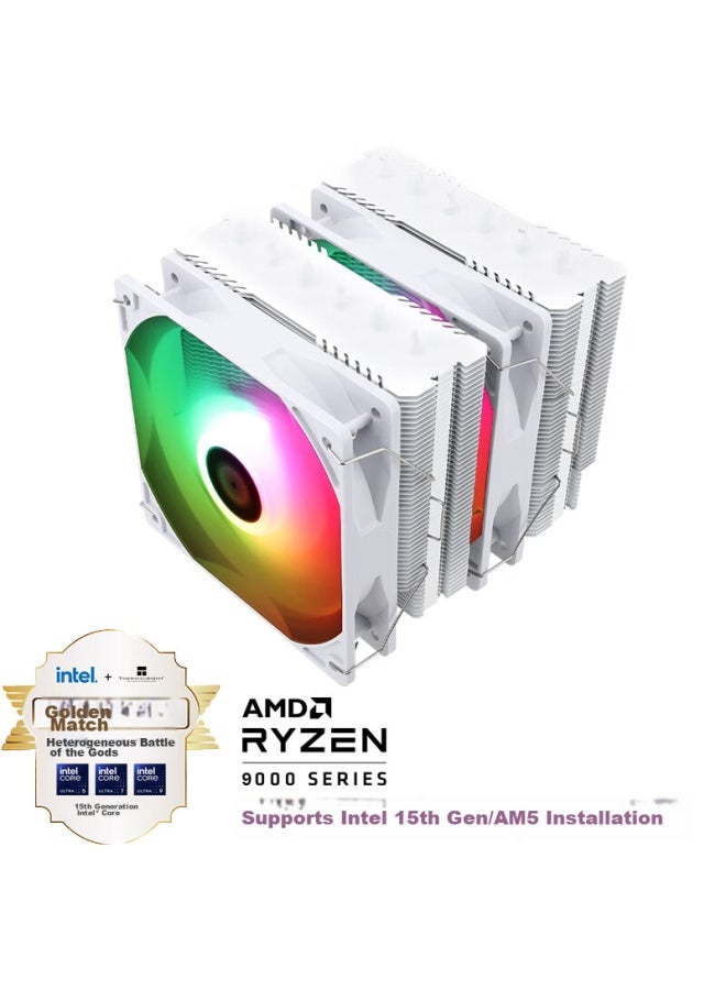 Thermalright مبرد هواء ثيرمالرايت بييرليس أسيassin 120 Se أبيض Argb مزدوج البرج مع 6 أنابيب حرارية، Pa120 Se أبيض Argb - Image 1