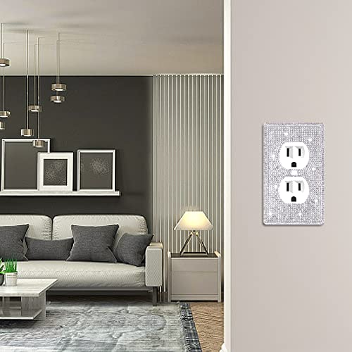 Dengduoduo Wall Plate Outlet Covers, Plug Covers for Electrical Outlets, Standard Size 4.50" x 2.76", Dengduoduo Silver Rhinestones Bling Decorative Light Switch Cover Plate for Bedroom Accessories Home Decor - Image 4