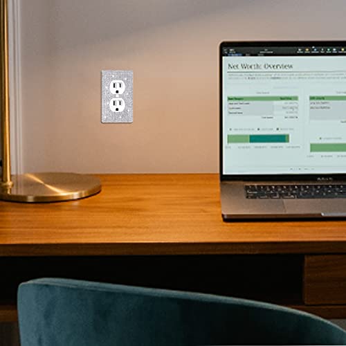 Dengduoduo Wall Plate Outlet Covers, Plug Covers for Electrical Outlets, Standard Size 4.50" x 2.76", Dengduoduo Silver Rhinestones Bling Decorative Light Switch Cover Plate for Bedroom Accessories Home Decor - Image 5