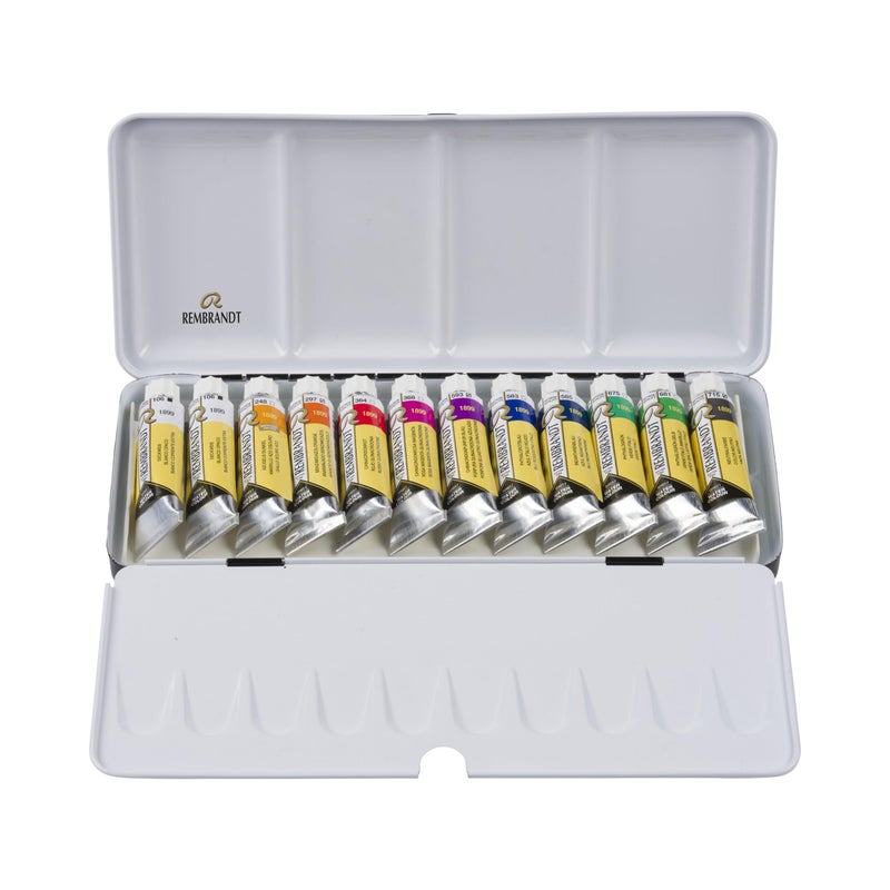 REMBRANDT Watercolour Metal tin Set Opaque White Mixing Colour Selection | 12 x 10 ml Tubes - Image 1