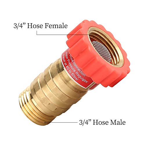 Watflow Lead-Free Brass, Water Pressure Regulator, Garden Hose Pressure Regulator, Pressure Reducer For Camper, Trailer, RV, Garden, Plumbing System, 40-50 psi, 3/4"Hose - Image 2
