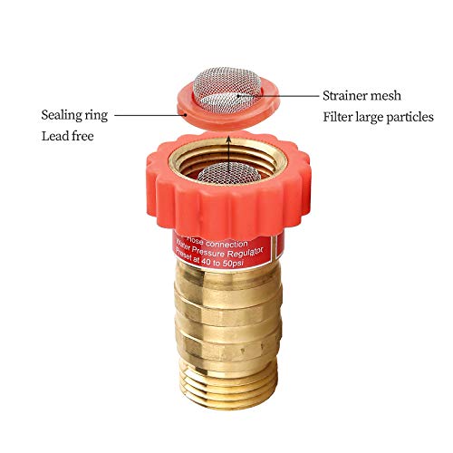 Watflow Lead-Free Brass, Water Pressure Regulator, Garden Hose Pressure Regulator, Pressure Reducer For Camper, Trailer, RV, Garden, Plumbing System, 40-50 psi, 3/4"Hose - Image 3