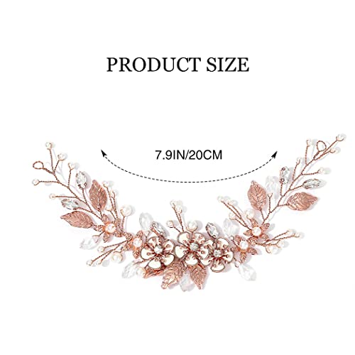 GORAIS Bride Wedding Hair Vine Flower Hair Piece Rhinestone Bridal Headpiece Hair Accessories for Women - Image 5