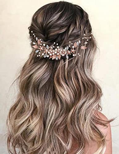 GORAIS Bride Wedding Hair Vine Flower Hair Piece Rhinestone Bridal Headpiece Hair Accessories for Women - Image 2
