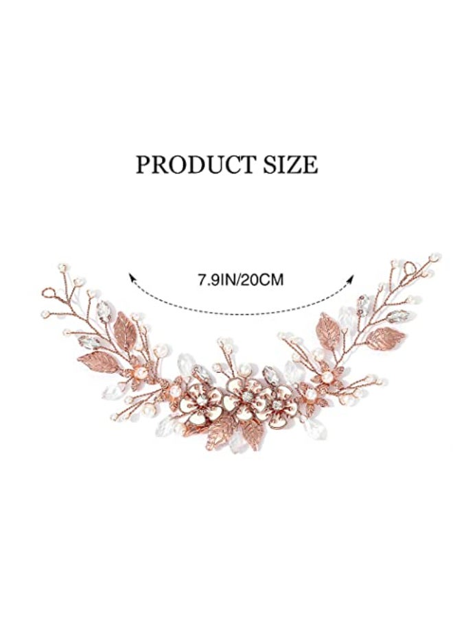 GORAIS Bride Wedding Hair Vine Flower Hair Piece Rhinestone Bridal Headpiece Hair Accessories for Women - Image 4